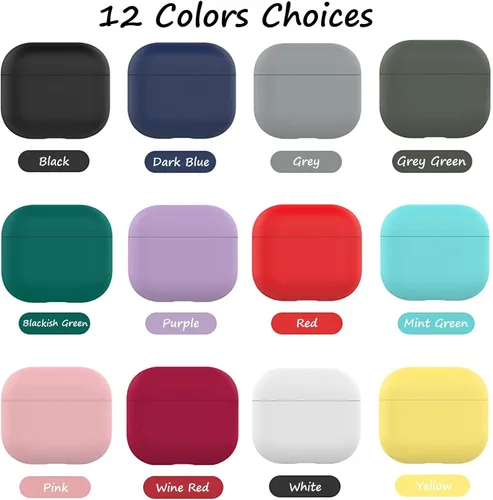 Vista 6 de Funda compatible con Airpods 3, funda de silicona suave, sin llavero para AirPods de 3ª generación, funda protectora ultrafina de 0.069 pulgadas