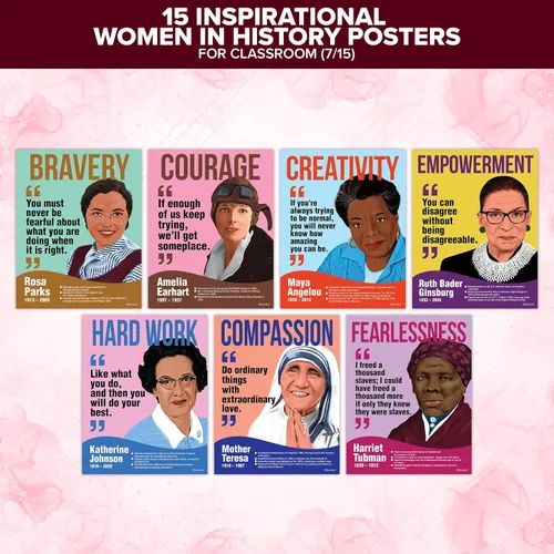 Vista 6 de Decorably - 15 carteles de mujeres en la historia, figuras influyentes, 11 x 14 pulgadas Inspirational Influential People Posters, Matte-Laminated