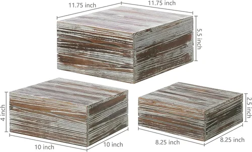 Vista 4 de MyGift - Juego de 3 soportes elevadores apilables de madera