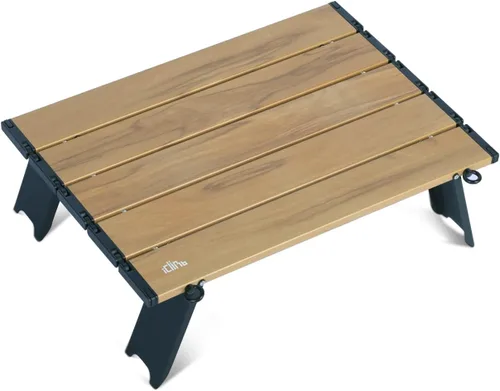 Vista 14 de iClimb - Mesa plegable ultraligera y compacta de mini playa y picnic de aluminio con bolsa de transporte, dos tamaños (negro - S)