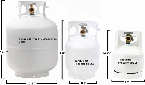 Vista 4 de Flame King 3LB - Cilindro de tanque de propano de acero vacío de 3 libras con manómetro y válvulas OPD para parrillas y barbacoas, camping, pesca