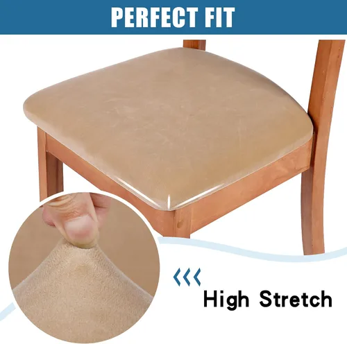 Vista 4 de Smiry - Fundas de asiento de terciopelo para silla de comedor, juego de 2, ajuste elástico, extraíbles y lavables, fundas protectoras de cojín