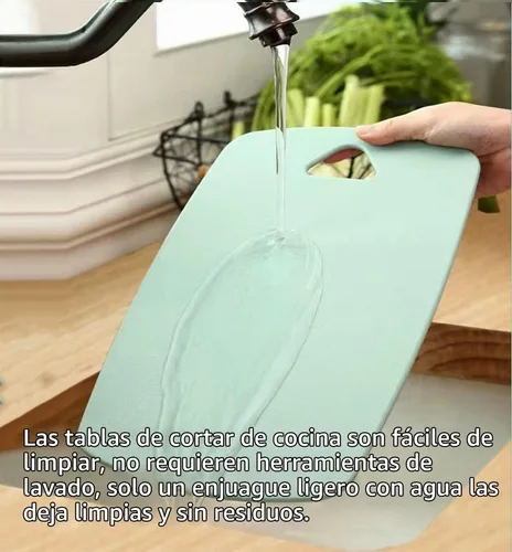 Vista 5 de Juego de 3 tablas de cortar para cocina, tablas de cortar de plástico, tablas gruesas para carne, verduras, frutas, con mango de fácil agarre, aptas