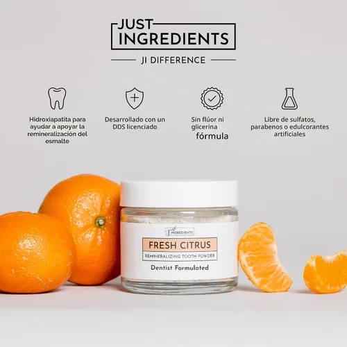 Vista 2 de Polvo dental remineralizante – Cuidado oral sin flúor – Limpia y blanquea suavemente – Apoya dientes fuertes y aliento fresco – Vegano, sin
