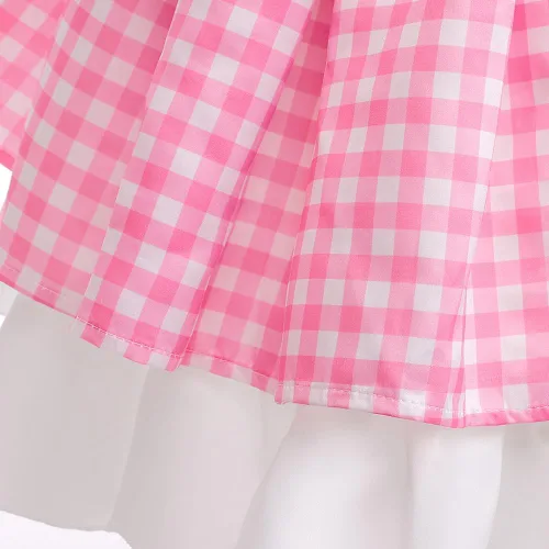 Vista 8 de Disfraz rosa de princesa con lazo para niñas, disfraz de cosplay de película, disfraz de fiesta de Halloween