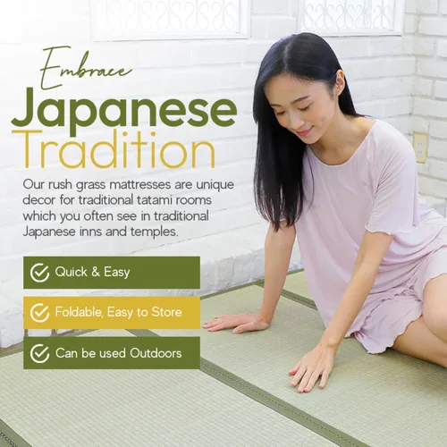 Vista 7 de MIINA Colchón japonés tradicional tatami, Igusa (hierba rusa), futón, 39 x 78 pulgadas (individual natural)