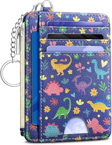 Vista 12 de Kelvoris Tarjetero pequeño para mujer, cartera delgada con bloqueo RFID, llavero con bolsillo para monedas con cremallera, bolsillo frontal