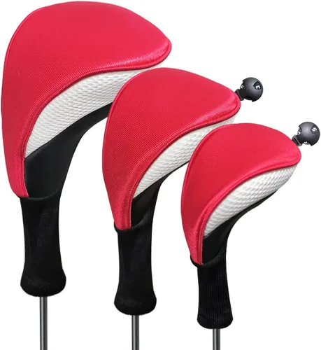 Vista 13 de Scott Edward Fundas para cabezas de palos de golf para híbridos de Fairway Woods, 3 piezas de cuello largo de malla para palos de golf con etiquetas
