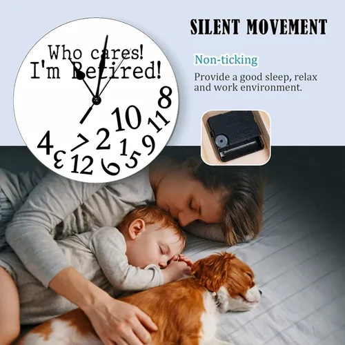 Vista 6 de Relojes de pared redondos de madera de cuarzo, reloj de jubilación, reloj de pared de madera para decoración de cocina, reloj de pared sin tictac