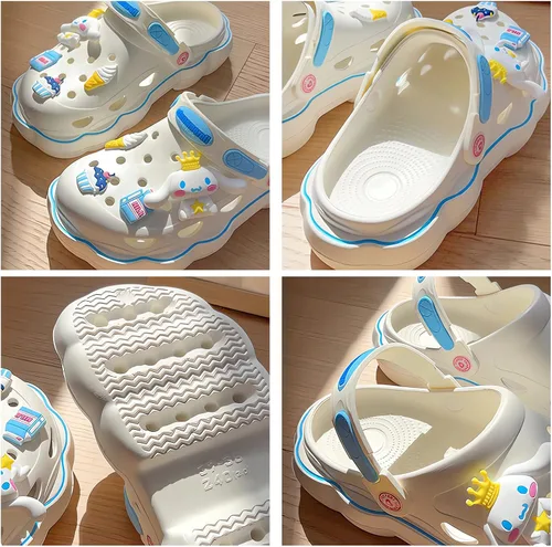 Vista 6 de FZFADACAI Kawaii Shoes - Sandalias de ducha para mujer, antideslizantes, informales, bonitas, de dibujos animados, suela gruesa, pantuflas de playa