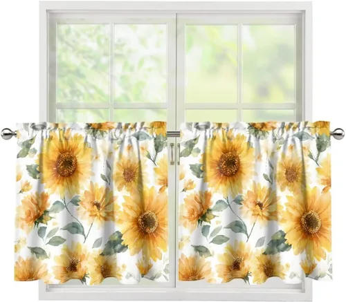 Vista 48 de God Bssing You Tier Curtains for July 4Th 2026 27.5x24 2 Panels Light Filtering Half Window Rod Pocket for Kitchen/Bathroom