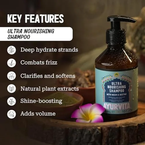 Vista 2 de Neem & Reetha Haircare Set - Champú y acondicionador hidratante, espesante, nutritivo, remedio herbario para cuero cabelludo seco y hebras, fórmula