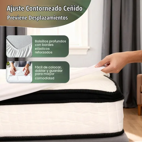Vista 7 de Mars Wellness Protector y funda de colchón de vinilo impermeable, sábana bajera de color blanco, 1 paquete de 1