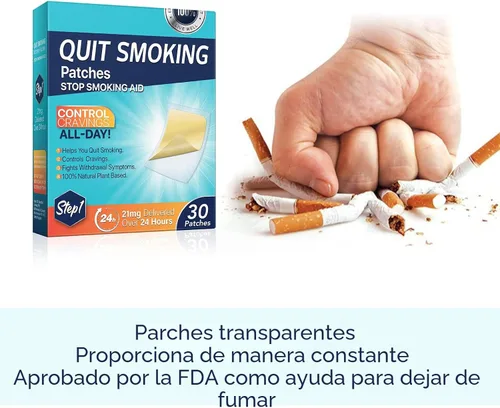 Vista 7 de Paso 1 Parches para dejar de fumar, parches para dejar de fumar de 21 mg, parche de ayuda para dejar de fumar, fácil y eficaz, 30 calcomanías