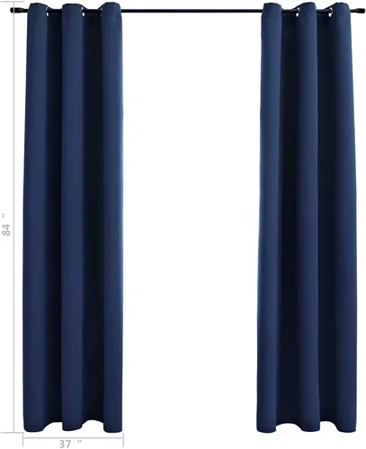 Vista 3 de Cortinas opacas con anillos 2 piezas, aislamiento térmico sólido con ojales, cortinas de ventana de reducción de ruido, cortinas de oscurecimiento