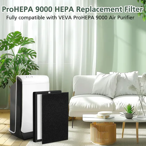 Vista 8 de Filtros de repuesto HEPA 9000 de ProHEPA compatibles con VEVA ProHEPA 9000 Air Pur ifiers, 2 filtros HEPA + 8 filtros de carbón activado