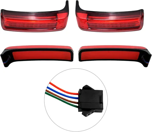 Vista 6 de Luces traseras de alforja para motocicleta, freno de marcha, lámpara LED de señal de giro apta para Harley Touring Street Glide Road Glide Road King