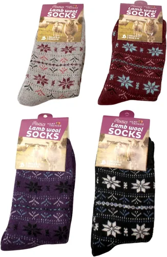 Vista 3 de 4 pares de calcetines de lana de moda para mujer de invierno atlético para senderismo mediados de pantorrilla