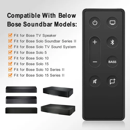 Vista 2 de Mando a distancia de repuesto para altavoz Bose TV y barra de sonido Solo serie II, compatible con sistema de sonido Bose Solo 5 10 15 Series II TV