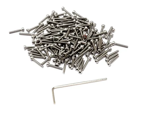 Vista 112 de iexcell Kit de tornillos de cabeza hexagonal de acero inoxidable 304, 100 unidades M2 x 0.157 in, paso de rosca de 0.016 in