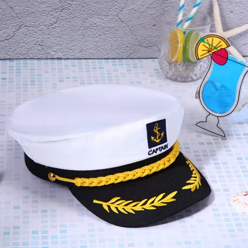 Vista 4 de SATINIOR Gorra de capitán de yate, 2 piezas, color azul marino, para niños