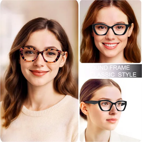Vista 7 de EYEURL Lentes de lectura de ojo de gato para mujer, estilo Oprah, bloqueo de luz azul, para lectores de computadora de gran