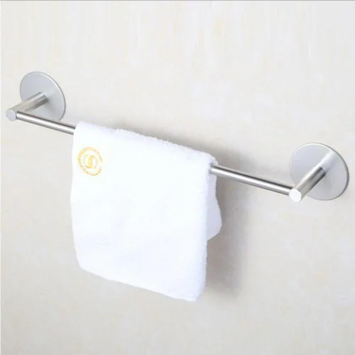 Vista 8 de Toallero de acero inoxidable SUS304 para baño, resistente 3M, barra de toalla de mano autoadhesiva resistente para montaje en pared, toallero