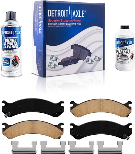 Vista 97 de Detroit Axle - Pastillas de freno para Ford F-150 99-03, 02 Lincoln Blackwood, Pastillas de freno de cerámica delanteras y traseras con repuesto