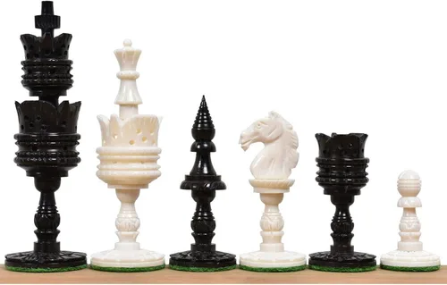 Vista 9 de Juego de ajedrez Pre-Staunton de la serie inglesa Camel Bone - 32 piezas