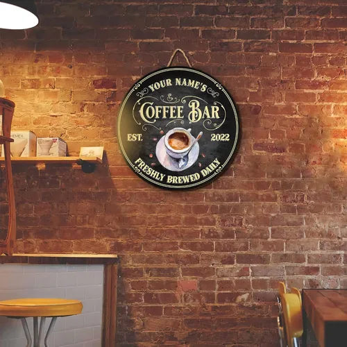 Vista 8 de Artsy Woodsy Letrero personalizado de madera para barra de café (no tallada o neón), placa de pared para decoración de cocina, regalos 01