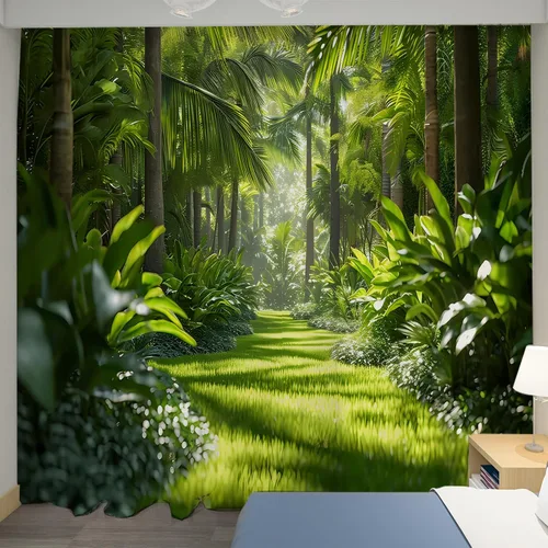 Vista 11 de Cortinas Opacas para Dormitorio - Balcones, Montañas, Océanos, Bosques - Cortinas con Aislamiento Térmico que Oscurecen la Habitación para Sala