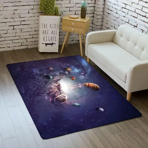 Vista 41 de Alfombra de espacio exterior para habitación de niños, 3 x 5 pies, alfombra Galaxy para dormitorio de niños, suave, antideslizante, sistema solar