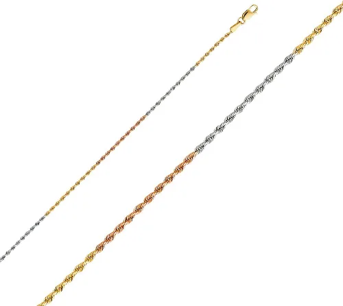 Vista 2 de Wellingsale Cadenas de cuerda pesada de oro macizo de 14 quilates (opciones seleccionadas)