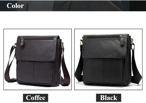 Vista 6 de Bolso bandolera pequeño de cuero genuino para hombre, bolso cruzado vintage para trabajo, negocios y viajes