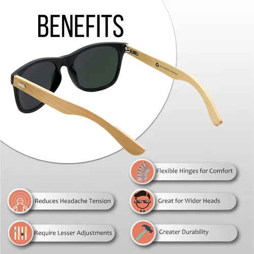 Vista 3 de Gafas de sol de bambú al por mayor Retro 80 Gafas de sol de madera para hombres y mujeres-10