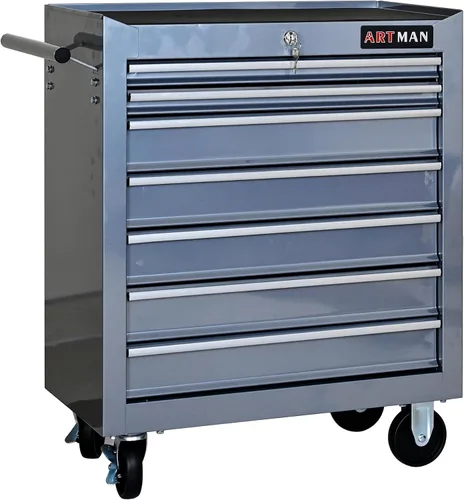 Vista 12 de Caja de herramientas con ruedas con 4 cajones, carrito de herramientas multifuncional, almacenamiento de herramientas, organizador de herramientas