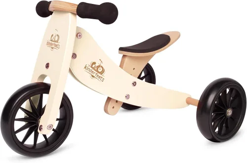 Vista 11 de Kinderfeets Tiny Tot - Bicicleta de equilibrio y triciclo de madera 2 en 1 para niños pequeños de 12 a 24 meses, asiento ajustable, neumáticos a