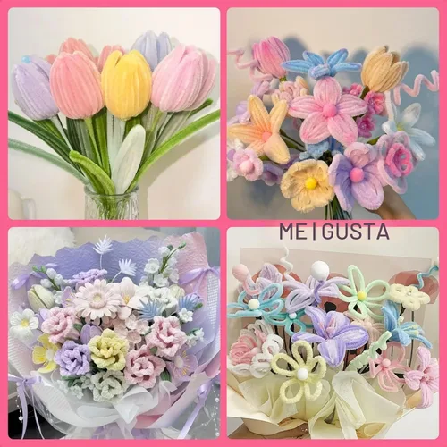 Vista 5 de URSDIART 450 limpiapipas pastel, 9 colores surtidos de tallos de chenilla Macaron