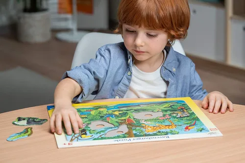 Vista 2 de RAVENSBURGER Tiere Im Dschungel Ravensburger 05140 Animals in The Rainforest Children from 3 Years - Rompecabezas de 11 piezas, color amarillo
