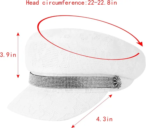 Vista 6 de Meyaus Gorra fina para mujer, diseño de perlas de verano, otoño y primavera, con visera plana