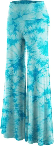 Vista 5 de Made By Johnny MBJ - Pantalones Palazzo de pierna ancha sólidos y teñidos con técnica batik, cómodos y casuales para mujer (XS~5XL)