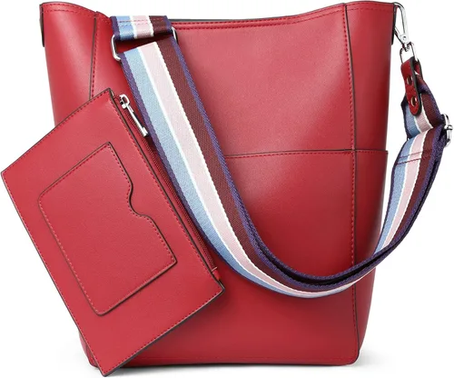 Vista 48 de BROMEN Bolsa Hobo para mujer, diseñada con cuero vegano, de hombro, bandolera