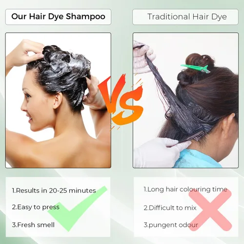 Vista 5 de KAISASA Champú de tinte para el cabello negro 3 en 1, champú