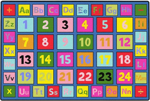 Vista 10 de Alfombra de aula con números para niños, 7 pies 6 x 13 pies 1 pulgadas, alfombra de nailon duradera con respaldo antideslizante, alfombra escolar