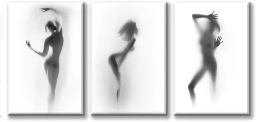 Vista 8 de Arte de pared para decoración de baño, 3 piezas, arte de pared en blanco y negro, pósteres sexys, impresión en lienzo, pintura de silueta nebulosa