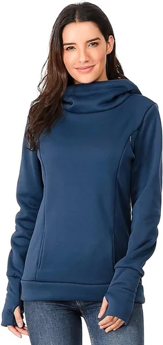 Vista 2 de Sudadera larga con capucha para mujer manga de lactancia materna sudadera con capucha para maternidad