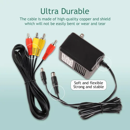 Vista 6 de CUENSTOP Fuente de alimentación NES y cable AV, cable de alimentación de CA y cable de audio y video AV compatible con Nintendo Entertainment