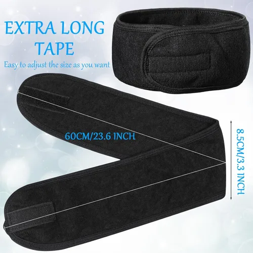 Vista 4 de Hoteam Paquete de 30 diademas de spa, esteticista facial para mujeres, ajustable, maquillaje, deportes, ducha, toalla elástica con cinta (negro)