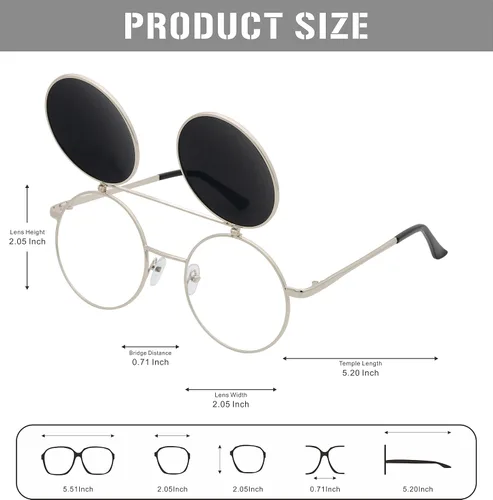 Vista 3 de JL Glasses Gafas de sol redondas estilo retro estilo Seampunk