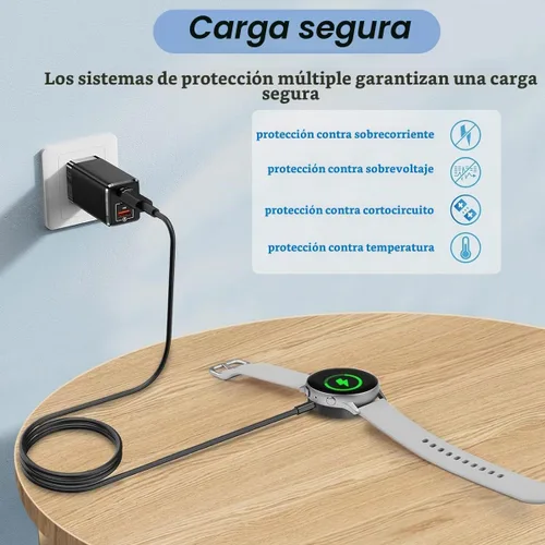 Vista 4 de Cargador para Samsung Galaxy Watch 6/6 Classic/5/5 Pro/4/4 Classic/3/Active 2/Active, cable de carga de repuesto para reloj inteligente (USB tipo C)